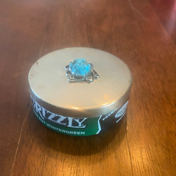 Vintage Navajo Other - Vintage Navajo Silver & Turquoise Snuff Can Lid